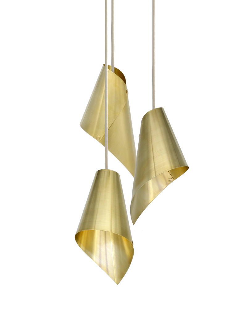 'ARC' 3 PENDANT IN BRUSHED BRASS