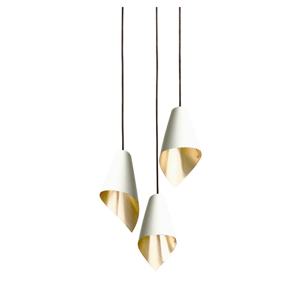 'ARC' 3 PENDANT IN WHITE & BRUSHED BRASS
