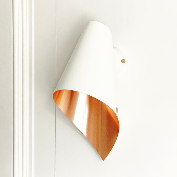 'ARC' WALL LIGHT IN BRUSHED COPPER & MATTE WHITE