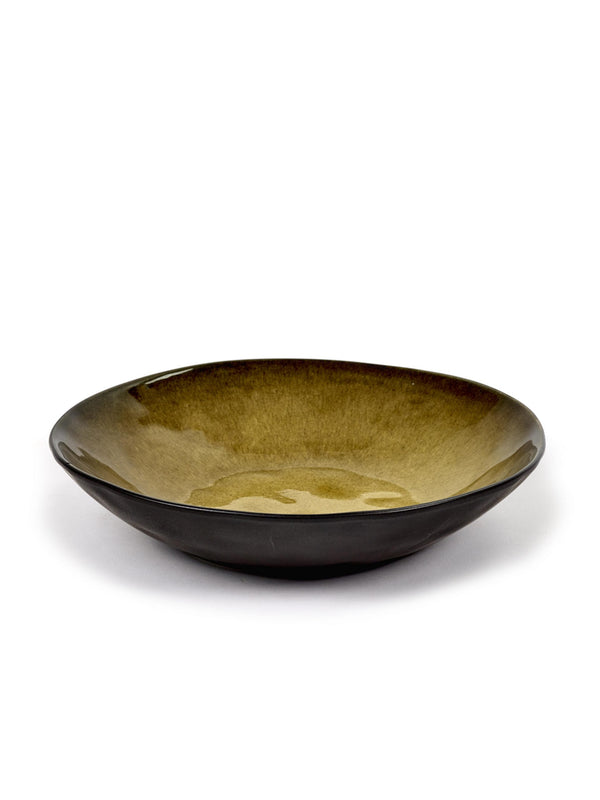 Green Earthenware Crackle Salad Bowl