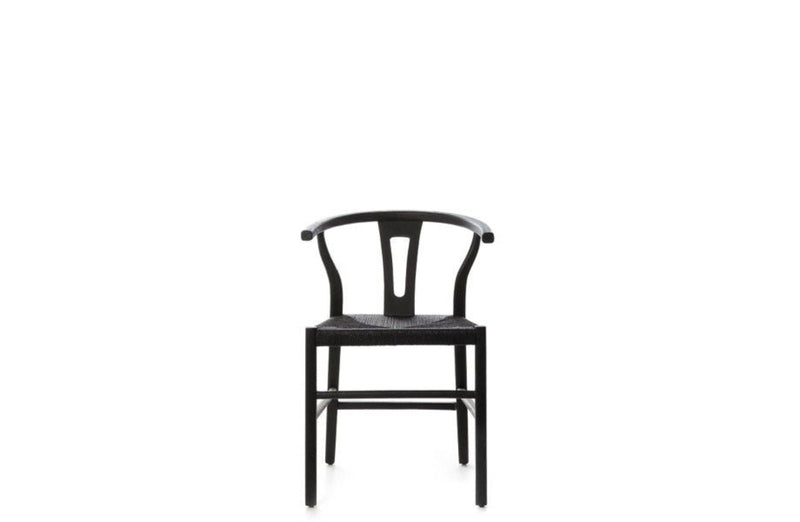 Black Teak & Rope Dining Chair - Black