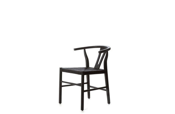 Black Teak & Rope Dining Chair - Black