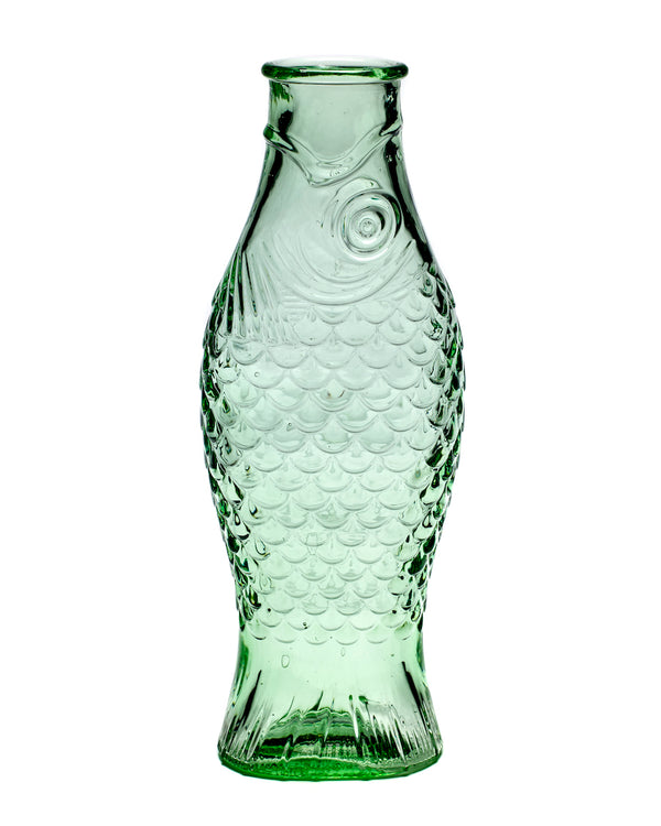 Green Glass Fish Carafe Bottle - Large