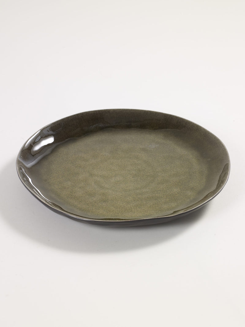Green Earthenware Plate - Medium