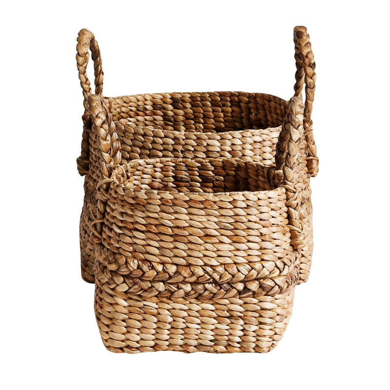 Set of 2 Hyacinth Basket with Handles - Black or Natural - KAGU 