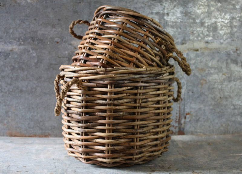 Rattan Chunky Basket with Handles - Small & Large - KAGU 