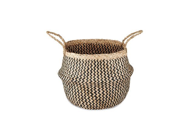 Seagrass Basket - Black & Natural Zigzag - Small, Medium & Large - KAGU 