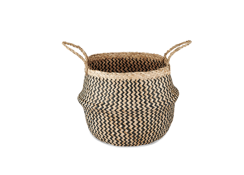 Seagrass Basket - Black & Natural Zigzag - Small, Medium & Large - KAGU 