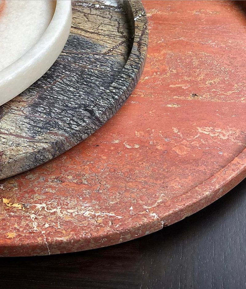 Travertine Red Marble Plate - Small & Medium