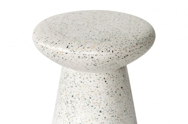Mushroom Side Table in White Terrazzo