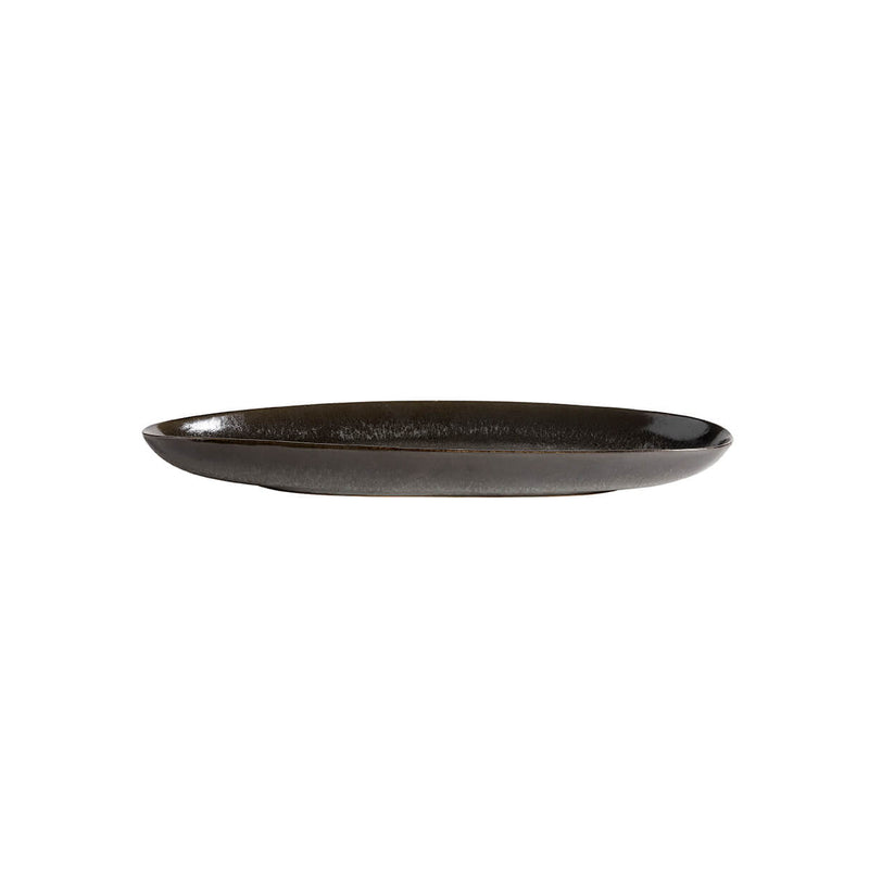 Mame Ceramic Long Tray - Oyster & Coffee