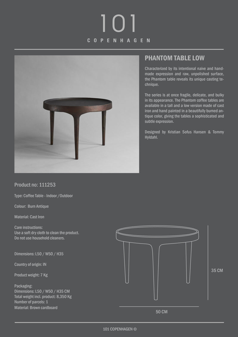 Phantom Coffee Table, Low - Burn Antique