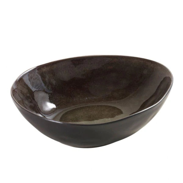 Large Grey Brown Oval Bowl - kagu 